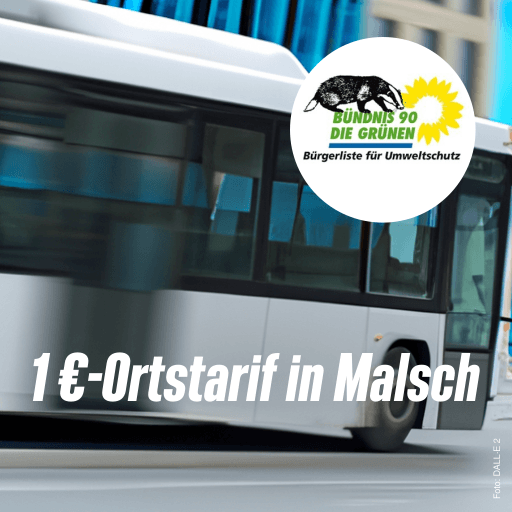1-Euro-ÖPNV-Ticket für Einzelfahrten innerhalb des gesamten Gemeindegebiets von Malsch