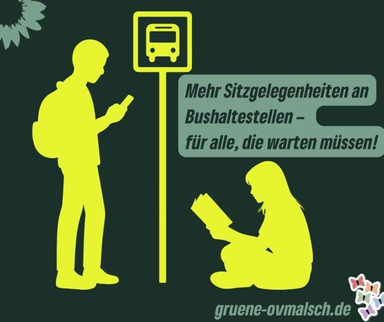 Bushaltestelle ohne Sitz – bitte nicht auf dem Gehweg!
